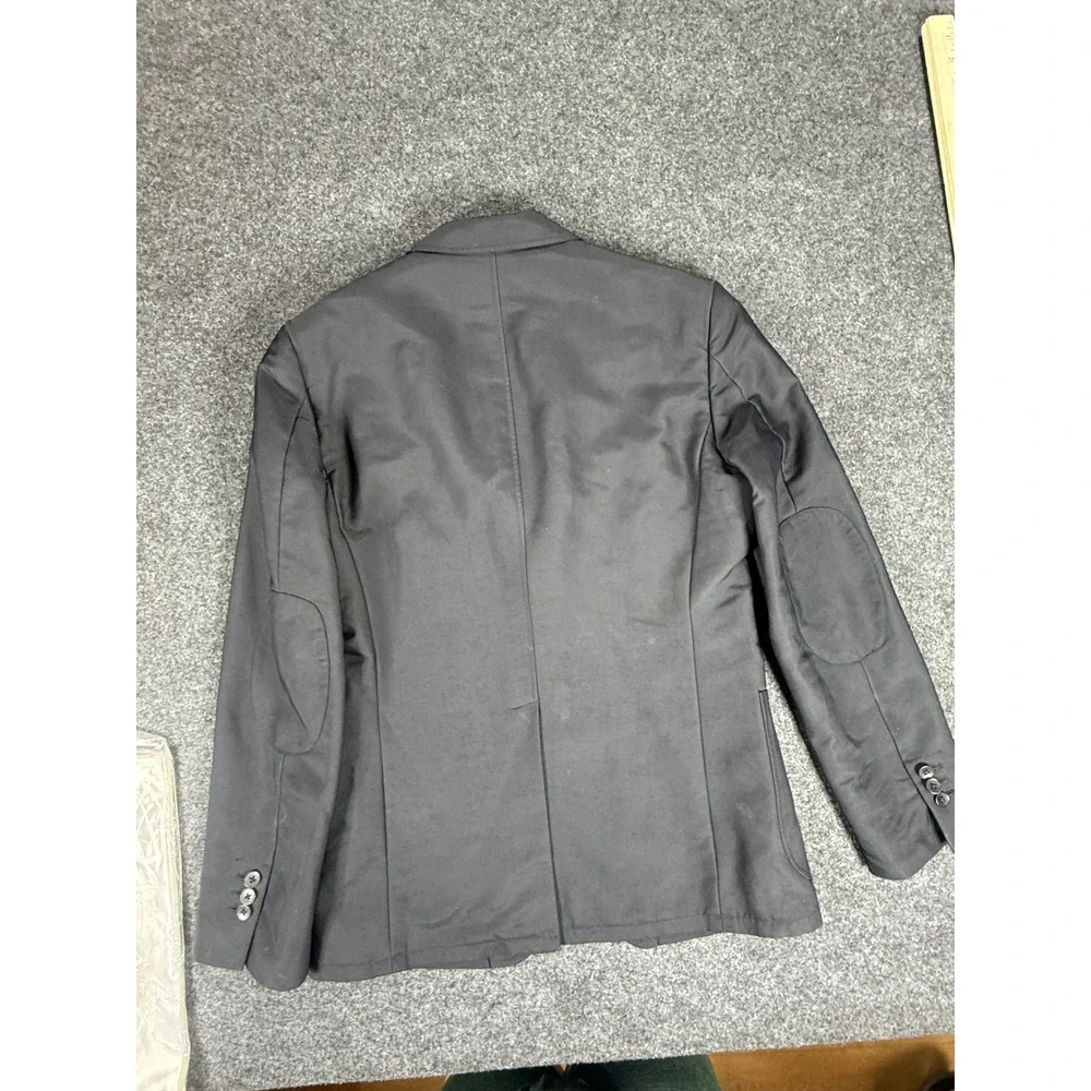 Theory Blazer Mens 40 Black Two Button Elbow Patches Polyamide Cotton Blend